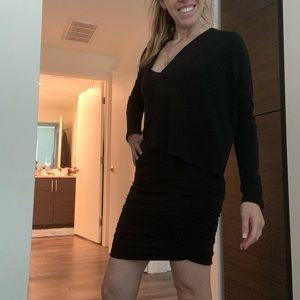 Like new condition flattering black BCBG dress